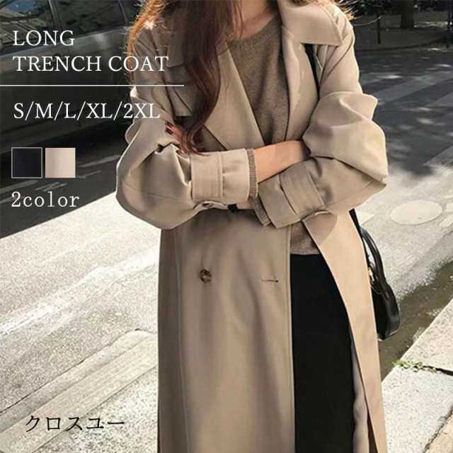 スプリングコート トレンチコート レディース 秋服 春 ロング Aライン ベルト付き オシャレ 着痩せ 韓国風 卒業式 入学式 母 通勤 OL 30代 40代 50代の通販は