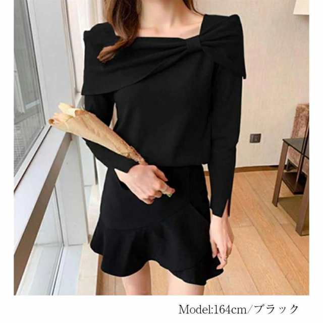 ニットトップス オフショニット レディース 秋 冬 長袖ニットニット ニットセーター カットソー オフショル風トップス ワンショルニット 二の腕隠し あったか 厚の通販は