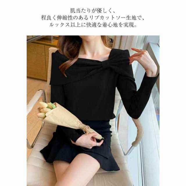 ニットトップス オフショニット レディース 秋 冬 長袖ニットニット ニットセーター カットソー オフショル風トップス ワンショルニット 二の腕隠し あったか 厚の通販は