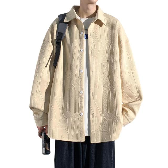 メンズ シャツ 春服 長袖 開襟シャツボタンダウ 大きいサイズ 無地 ジャカードオシャレ 通気性 快適な 軽い 柔らかい かっこいい ワイシャツ カジュアル シンプ