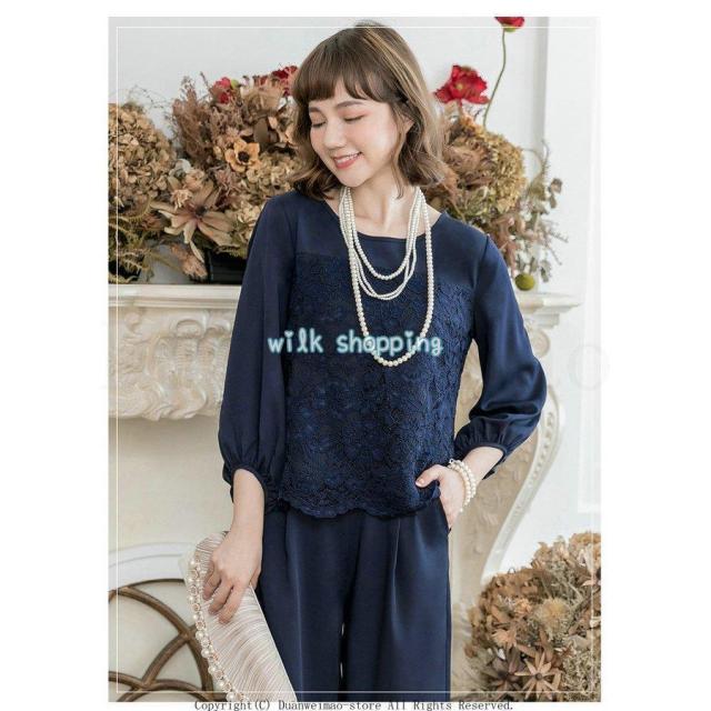 パンツドレス 結婚式 服装 パーティードレス セットアップ パンツスーツ フォーマルドレス 二次会 レース ツーピース 大きいサイズ 20代30代40代50代_15