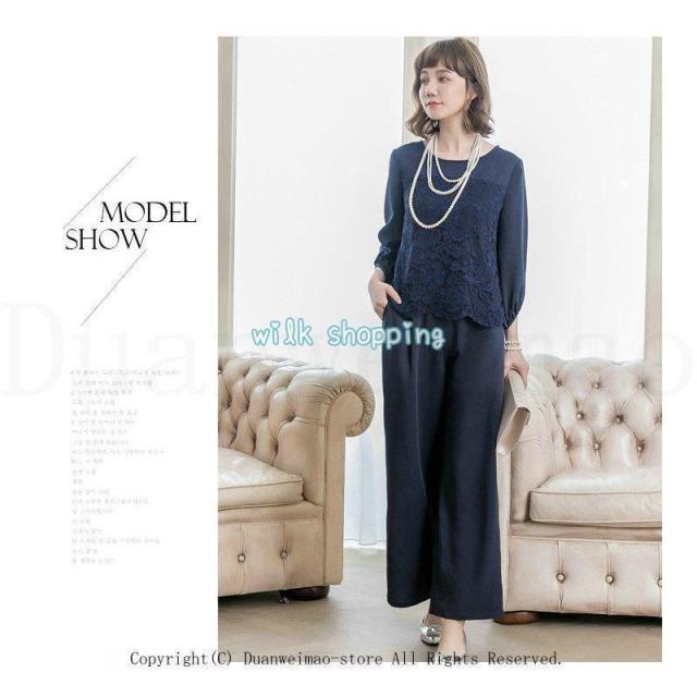 パンツドレス 結婚式 服装 パーティードレス セットアップ パンツスーツ フォーマルドレス 二次会 レース ツーピース 大きいサイズ 20代30代40代50代_16