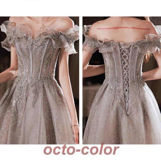 オフショルダー イブニングドレス パーティードレス ロングドレス Aライン 肩出し 結婚式ドレス 成人式ドレス 二次会ドレス お呼ばれドレス 発表会 誕生日ドレス_7