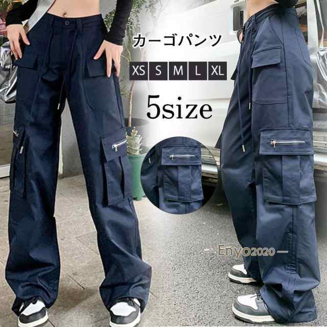 カーゴパンツ レディース ロングパンツ ミリタリーパンツ ワイドパンツ ワークパンツ カジュアル ボ 無地 おしゃれ 体型カバー 夏の通販は