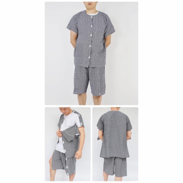 半袖パンツ 上下セットアップ 寝たきり 介護パジャマ 介護用寝間着 パジャマ ソフトケア寝まき 綿100% 介護用品　春夏用 介護用パジャマの通販は