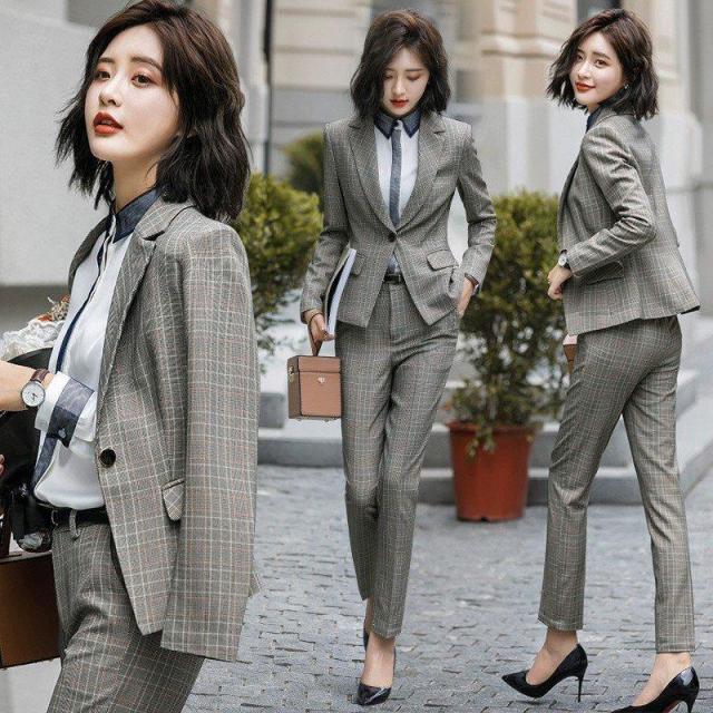 パンツスーツ スカートスーツ セットアップ レディース テーラードジャケット チェック柄 フォーマル スーツ 2点セット OL 通勤 おしゃれ
