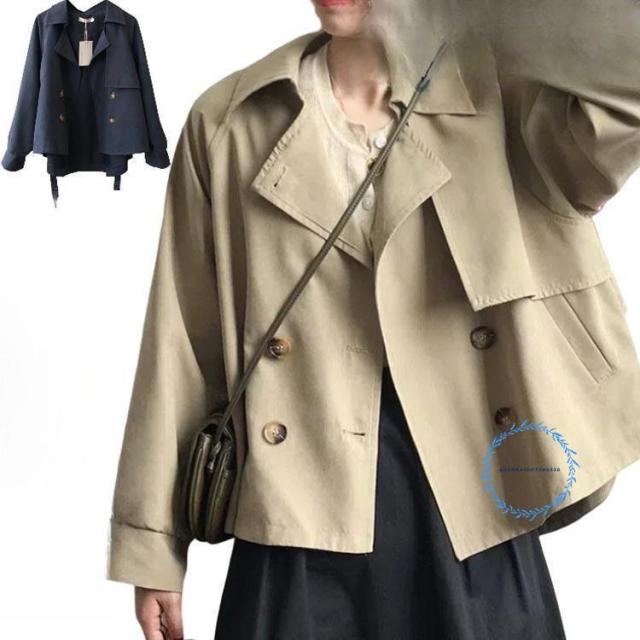 ショート丈 春 ライトアウター スプリングコート トレンチ ジャケット ショートコート ショート丈 ガウンコート アウター 大きいサイズ トレンチコー