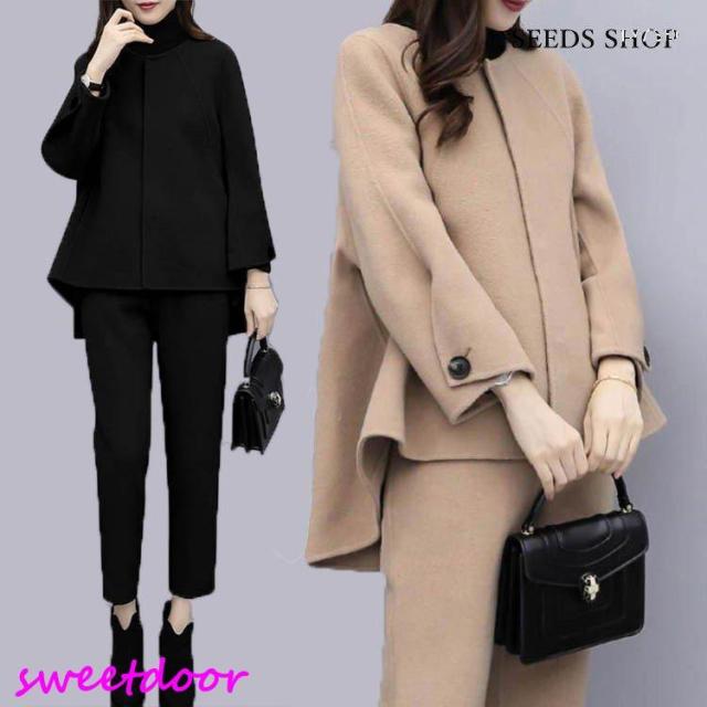 セットアップ レディース 秋冬 秋コーデ パンツスーツ レディース ゆったり 体型カバー フォーマル 卒業式 入学式 セレモニー 秋服 40代