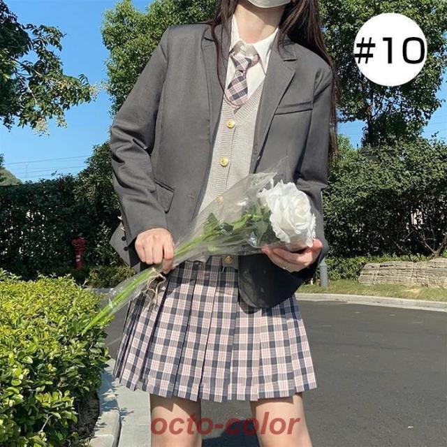 卒業式 スーツ 女の子 大きいサイズ 子供服 小学生 中学生 高校生 6点セット フォーマルスーツ チェック柄 スクールブレザー 卒業式服 卒服_11
