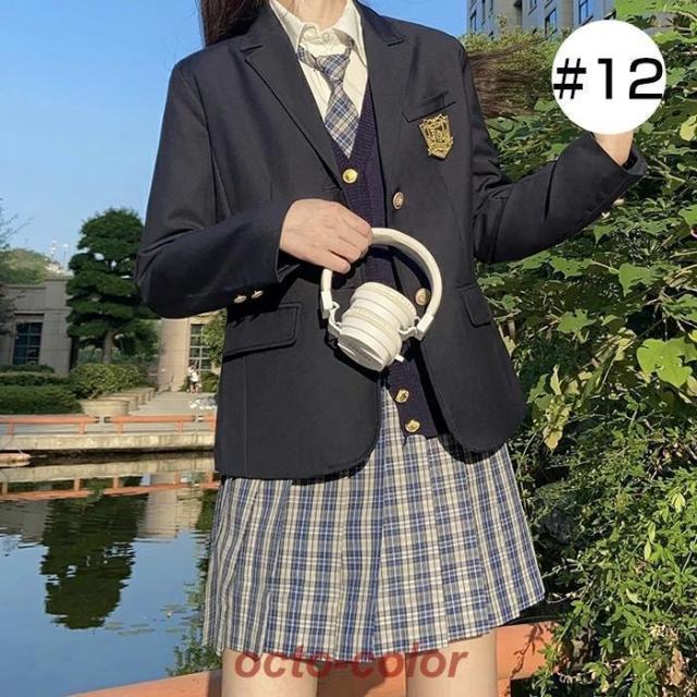 卒業式 スーツ 女の子 大きいサイズ 子供服 小学生 中学生 高校生 6点セット フォーマルスーツ チェック柄 スクールブレザー 卒業式服 卒服_13