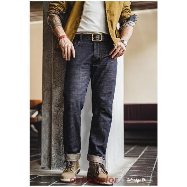13.5oz DENIM デニム デニムパンツ メンズ ストレッチ ジーンズ 赤耳 ストレート ジーパン ヴィンテージ セルビッチ 大きいサイズ インディゴ Gパン ズボン