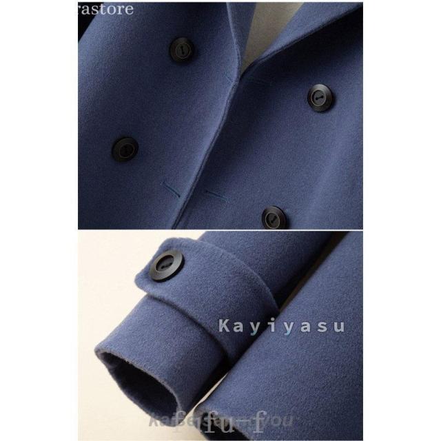 ウールジャケット レディース ウールコート リバーコート ダブルフェイス ラシャコート カシミヤ 洋服 アウター 冬 Pコート 通勤 OL エレガント_10