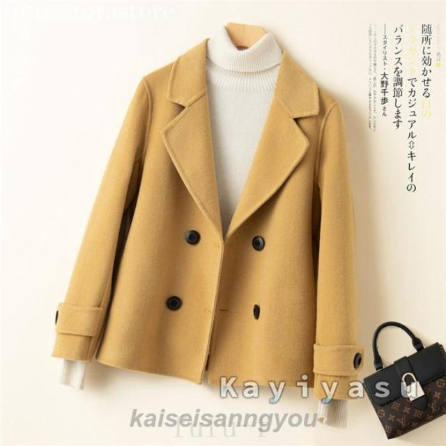 ウールジャケット レディース ウールコート リバーコート ダブルフェイス ラシャコート カシミヤ 洋服 アウター 冬 Pコート 通勤 OL エレガント_17