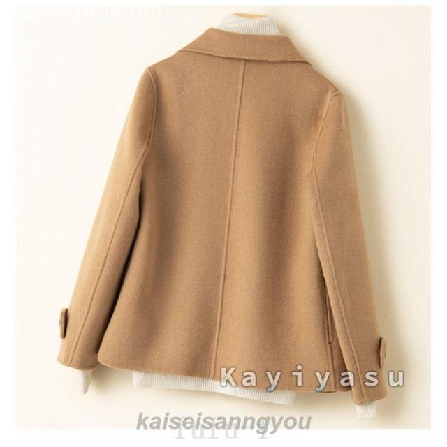 ウールジャケット レディース ウールコート リバーコート ダブルフェイス ラシャコート カシミヤ 洋服 アウター 冬 Pコート 通勤 OL エレガント_4