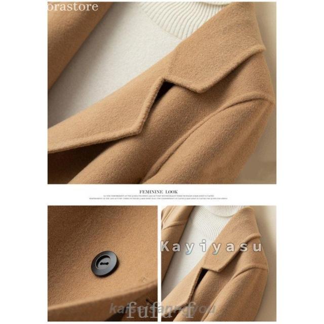 ウールジャケット レディース ウールコート リバーコート ダブルフェイス ラシャコート カシミヤ 洋服 アウター 冬 Pコート 通勤 OL エレガント_5
