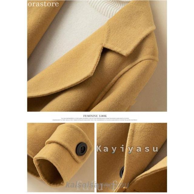 ウールジャケット レディース ウールコート リバーコート ダブルフェイス ラシャコート カシミヤ 洋服 アウター 冬 Pコート 通勤 OL エレガント_7