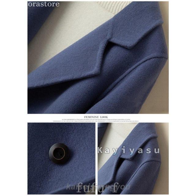 ウールジャケット レディース ウールコート リバーコート ダブルフェイス ラシャコート カシミヤ 洋服 アウター 冬 Pコート 通勤 OL エレガント_9