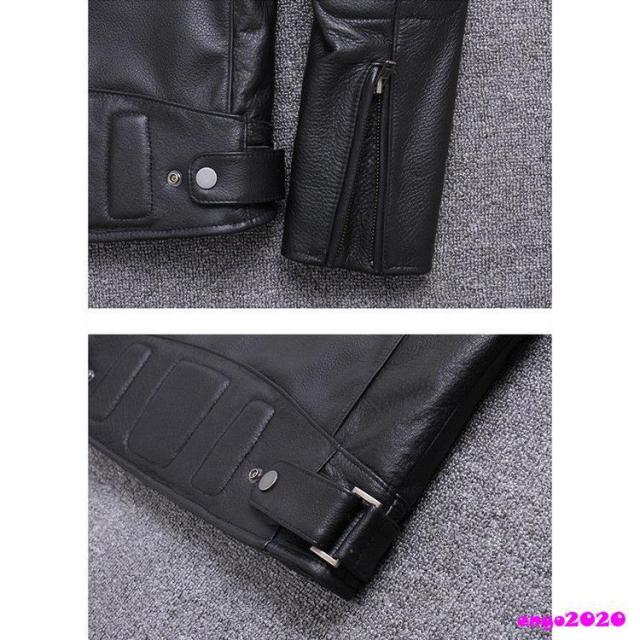 革ジャン レザージャケット バイクジャケット ライダース ジャケット 本革 牛革 防風 防寒 バイクウェア レザー お洒落 革ジャン メンズ_13