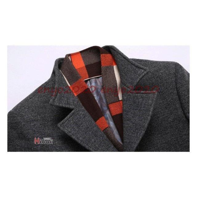チェスターコート メンズ ウール アウター ビジネスコート 冬服 秋服 中綿入 40代 50代 防寒 暖かい マフラー脱着可_13