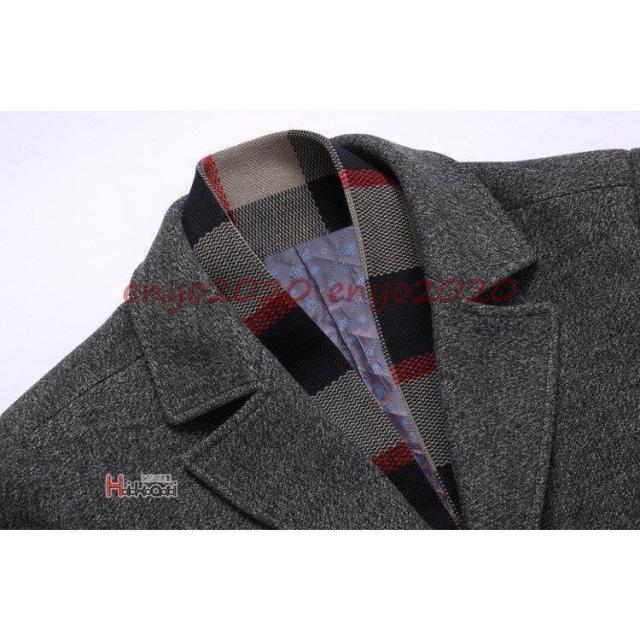 チェスターコート メンズ ウール アウター ビジネスコート 冬服 秋服 中綿入 40代 50代 防寒 暖かい マフラー脱着可_9