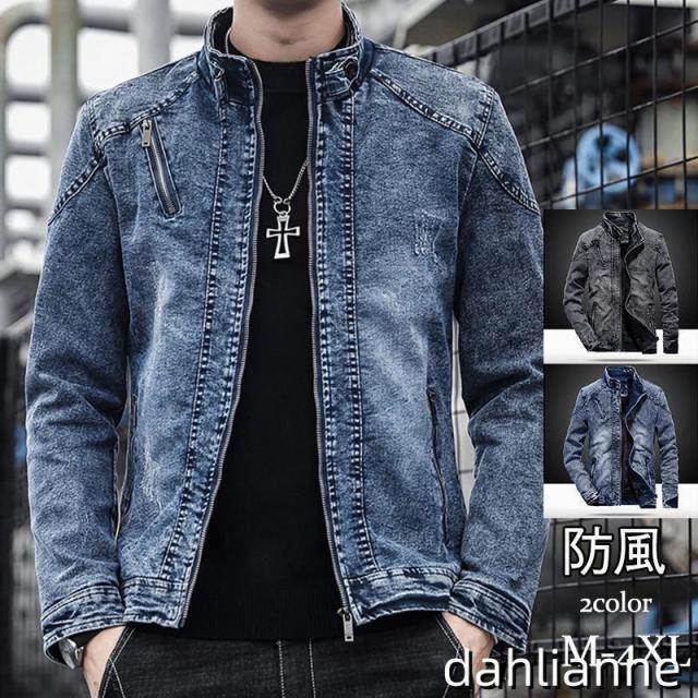 デニムジャケット メンズ ジージャン Gジャン ライターズジャケット ジップアップ ストレッチ アウター ブルゾン ヴィンテージ 防風 秋 かっこいい