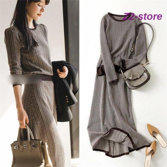 ニットセットアップ レディース 40代 秋冬 長袖 ニットトップス タイトスカート セットアップ オシャレワンピース 着痩せ 上品 通勤 入学式 卒業式 30代