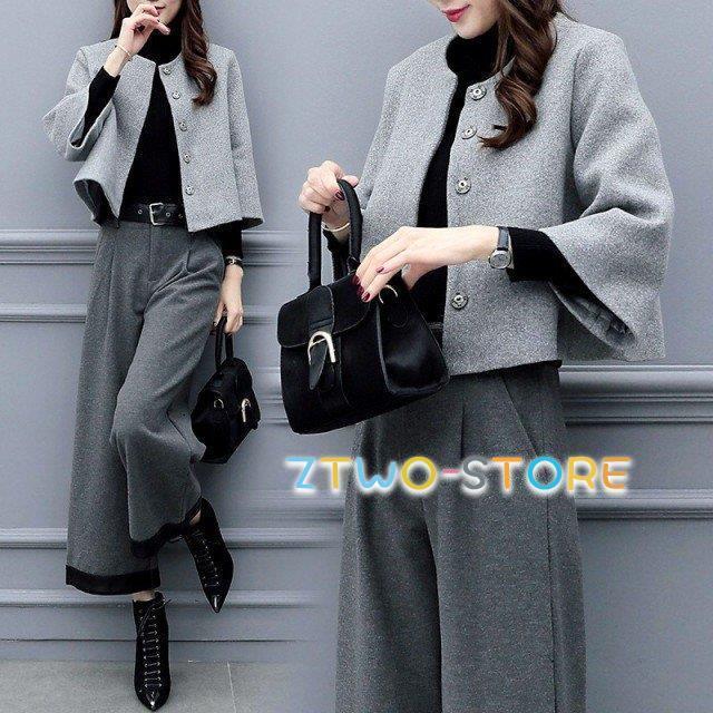 パンツスーツ セットアップ レディース スーツ 通勤服 オフィス カジュアル 大きいサイズ 3L 4L ノーカラージャケット おしゃれ きれいめ シンプル