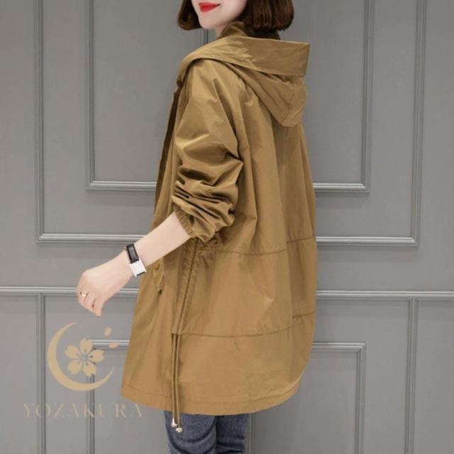 マウンテンパーカー レディース モッズコート フード付き ジャケット コート 春 秋 薄手 アウター ミドル丈 ウインドブレーカー ブルゾン ジップア