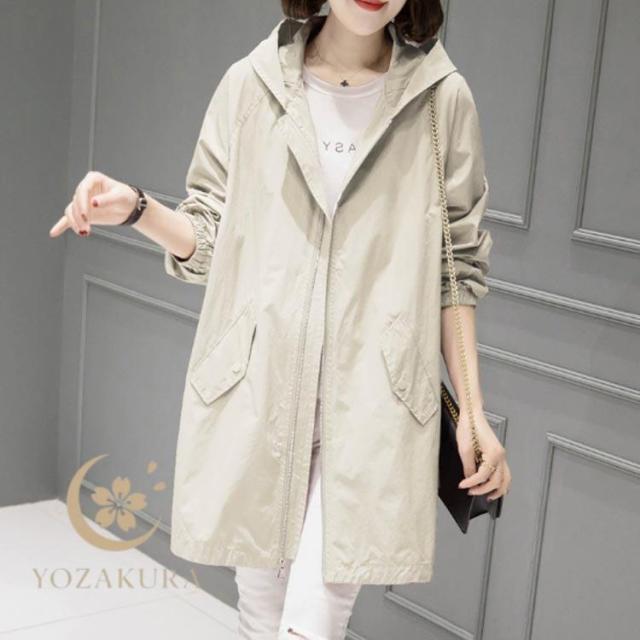 マウンテンパーカー レディース モッズコート フード付き ジャケット コート 春 秋 薄手 アウター ミドル丈 ウインドブレーカー ブルゾン ジップア