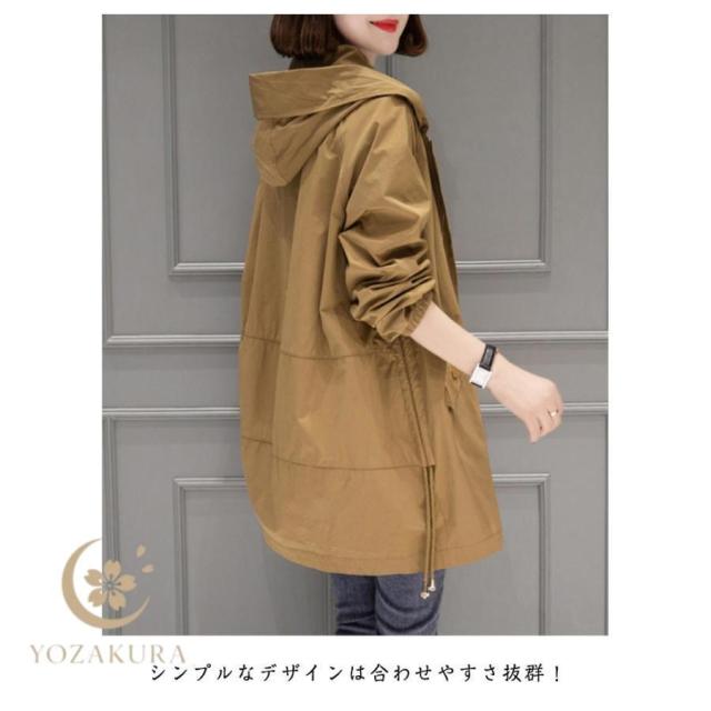 マウンテンパーカー レディース モッズコート フード付き ジャケット コート 春 秋 薄手 アウター ミドル丈 ウインドブレーカー ブルゾン ジップア