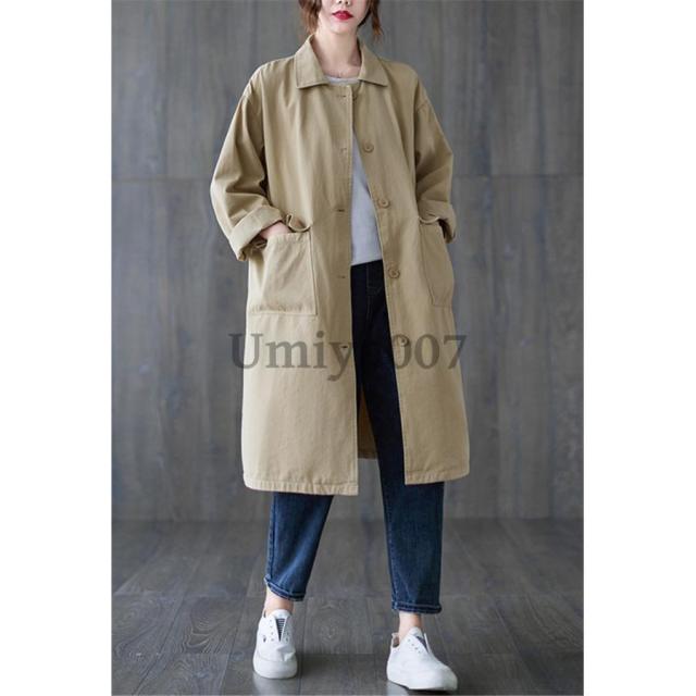 トレンチコート レディース アウター 大きいサイズ ゆったり 春秋冬 コート体型カバー ひざ丈 シャツアウター ロング