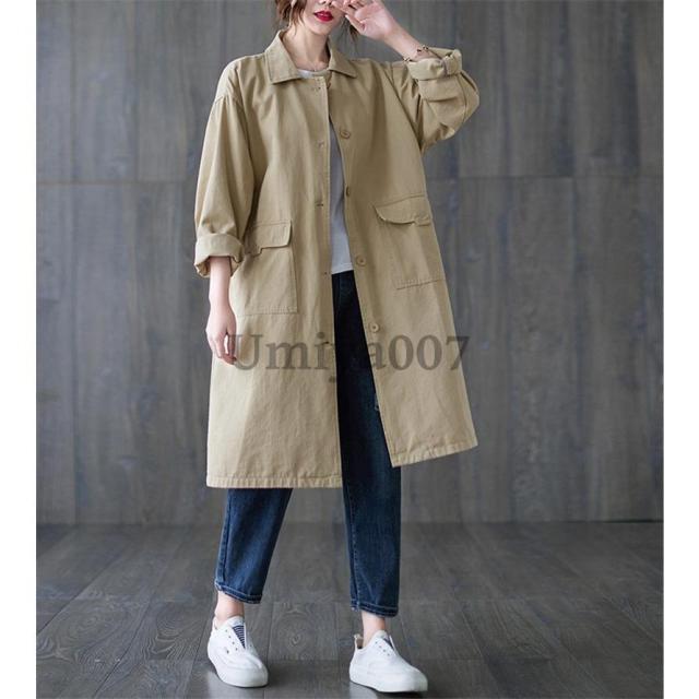 トレンチコート レディース アウター 大きいサイズ ゆったり 春秋冬 コート体型カバー ひざ丈 シャツアウター ロング