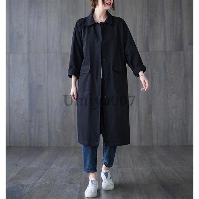 トレンチコート レディース アウター 大きいサイズ ゆったり 春秋冬 コート体型カバー ひざ丈 シャツアウター ロング