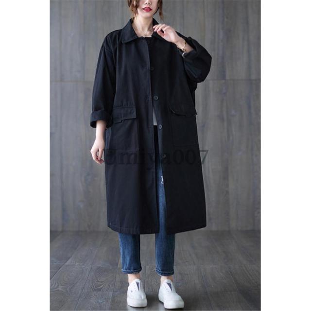 トレンチコート レディース アウター 大きいサイズ ゆったり 春秋冬 コート体型カバー ひざ丈 シャツアウター ロング