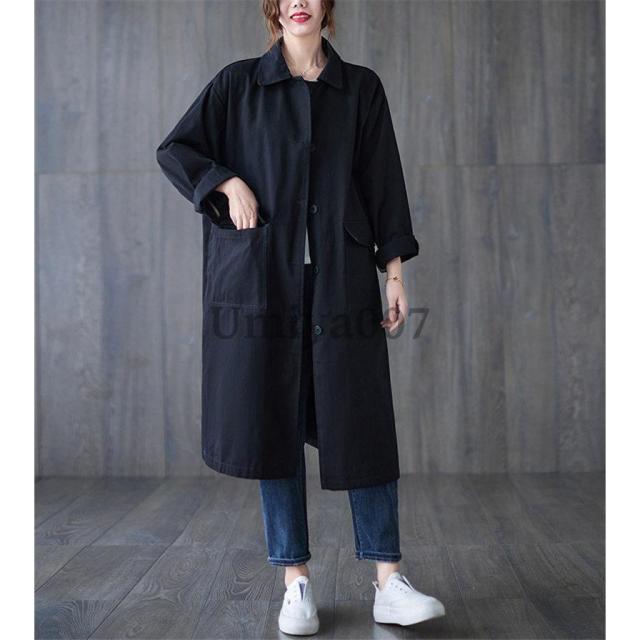 トレンチコート レディース アウター 大きいサイズ ゆったり 春秋冬 コート体型カバー ひざ丈 シャツアウター ロング