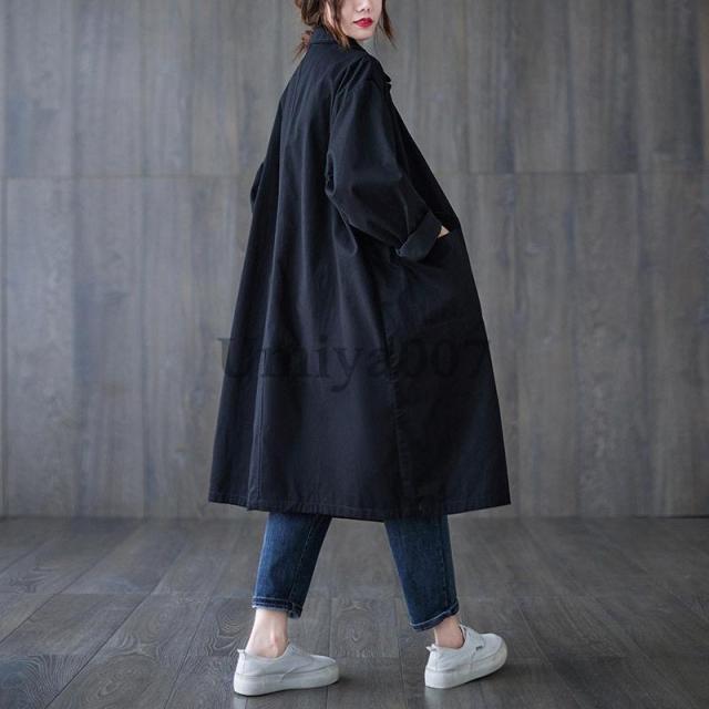 トレンチコート レディース アウター 大きいサイズ ゆったり 春秋冬 コート体型カバー ひざ丈 シャツアウター ロング