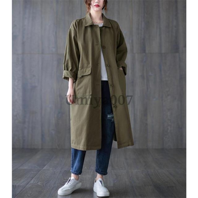 トレンチコート レディース アウター 大きいサイズ ゆったり 春秋冬 コート体型カバー ひざ丈 シャツアウター ロング