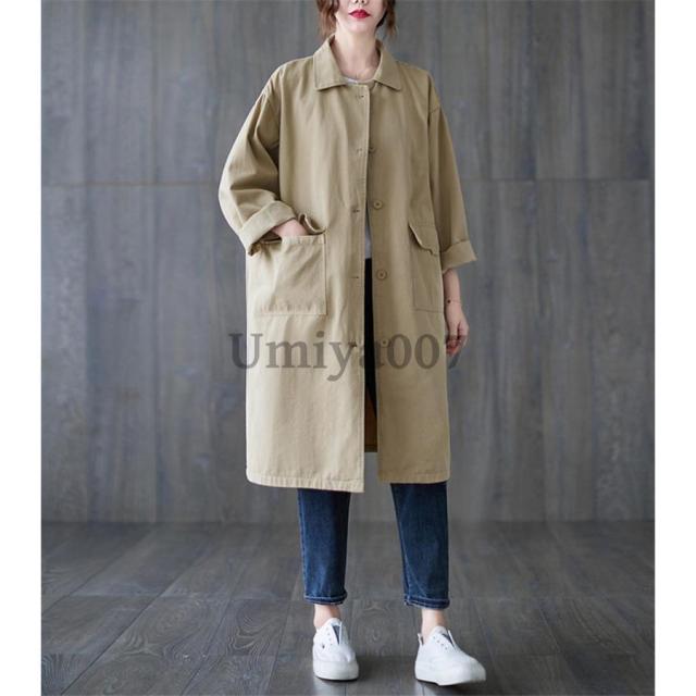 トレンチコート レディース アウター 大きいサイズ ゆったり 春秋冬 コート体型カバー ひざ丈 シャツアウター ロング