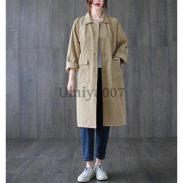 トレンチコート レディース アウター 大きいサイズ ゆったり 春秋冬 コート体型カバー ひざ丈 シャツアウター ロング