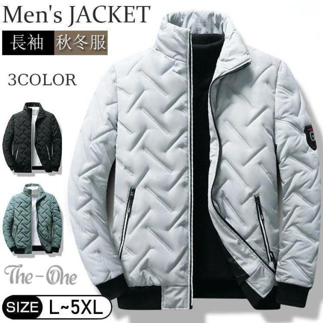 キルティングジャケット メンズ ブルゾン アウター 中綿ジャケット 秋冬 防寒 暖かい キルティングコート ゴルフウェア ビジネスコート スタンドネック ジャンバ