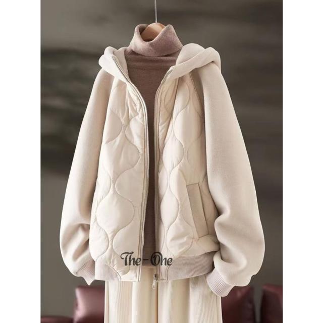 【送料無料】コート レディース 秋冬 パーカー フード付き キルティングコート 厚手 ミドル丈 中綿コート 大人 無地 切り替え ジャケット ブルゾン 防寒 暖かい