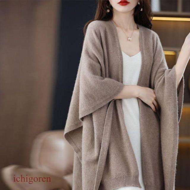 ショール ウール100％ レディース ポンチョ ストール 大判 無地 羽織り シンプル 肩掛け ひざ掛け ケープコート マフラー 2024秋冬新作 おしゃれ