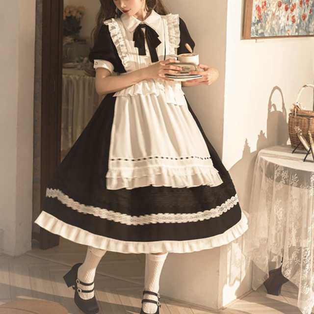 メイド服コスプレ ワンピース ロリータ ゴスロリ衣装ロリータ ジャンパースカート