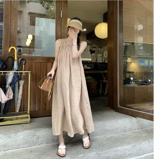 送料無料 個性的 夏服 ワンピース ワンピドレス フレアワンピース キャミワンピ ロジスワンピ ロング アンクル 袖なし ノースリーブ Uネの通販はロング・マキシ丈