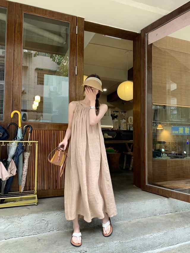 送料無料 個性的 夏服 ワンピース ワンピドレス フレアワンピース キャミワンピ ロジスワンピ ロング アンクル 袖なし ノースリーブ Uネの通販は