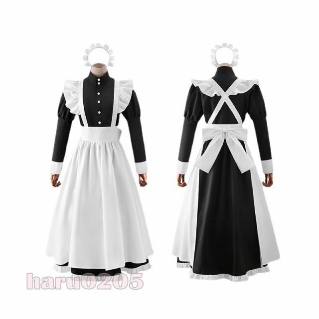 メイド服 ハロウィン コスプレ衣装 長袖 ロング エプロン クラシカル ロイヤルメイド 大きいサイズ ロリータ フリル クラシカル 制服 喫茶店変装 ワンピースの通販は