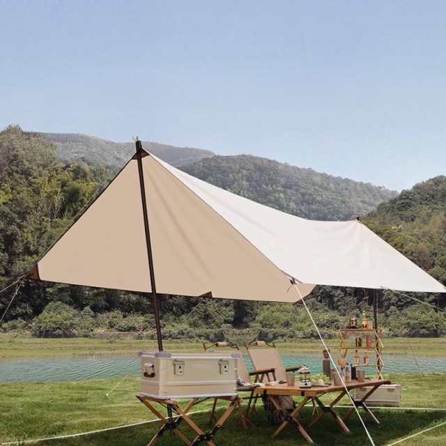 タープテント 天幕テント 組立簡単 簡易テント　キャンプ　日よけ 紫外線カット ポール2本付き アウトドア サンシェード　UVカット｜au PAY  マーケット