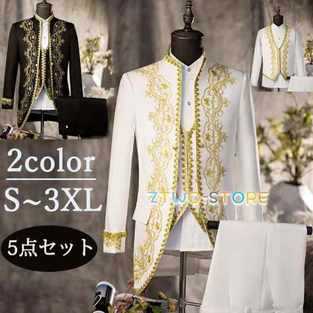 コスプレ衣装 王子様 貴族 メンズ 伯爵 男性用スーツ 5点セット 中世