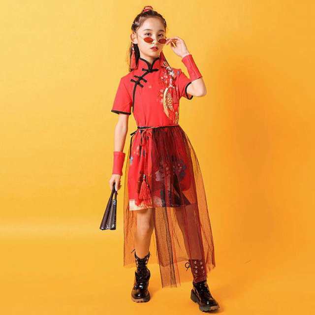 キッズ ダンス 衣装 チャイナドレス ステージ衣装 女の子