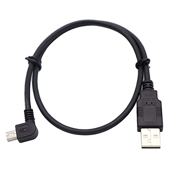 USB 2.0 ミニ ケーブル USB(A) オス USB(miniB) オス L型 左右90°方向